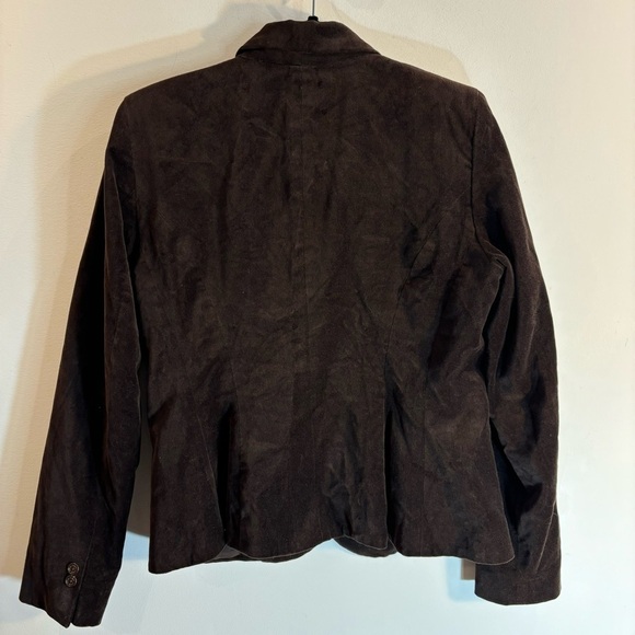 LAUREN RALPH LAUREN Sz 12 Brown Velvet Blazer 100% Cotton Light Shoulder Pads - Picture 7 of 11